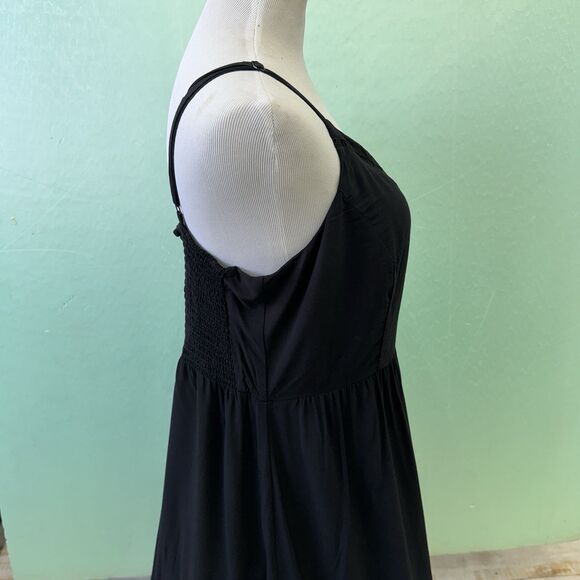 Old Navy Black Cami V Neck Maxi Dress XL Smocked Back Tiered Hem Sleevless - Picture 5 of 12